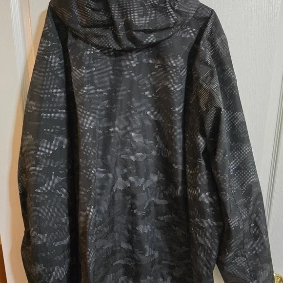 Eddie Bauer Gray Camo Rain Jacket Full Zip Hooded Windbreaker New TXL /0034 - Picture 3 of 3